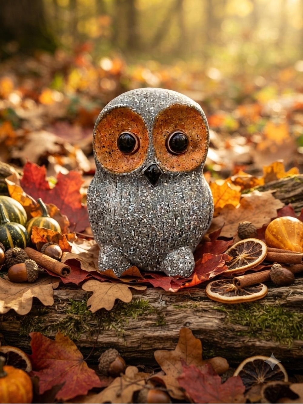 Hand Painted Speckled Wise Owl Figurine